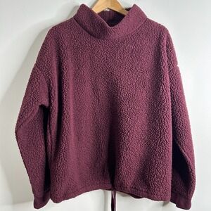 UGG Koolaburra Burgundy Sherpa Mock Neck Pullover Sweatshirt Womens Size L